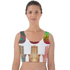 Evil Eye Protection Charm Colorful Velvet Crop Top by Wegoenart