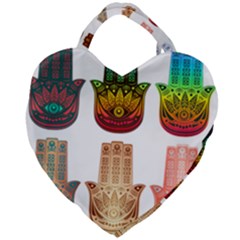 Evil Eye Protection Charm Colorful Giant Heart Shaped Tote by Wegoenart