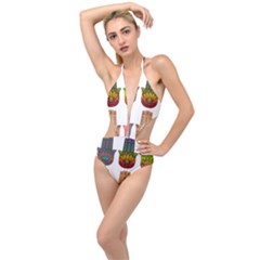 Evil Eye Protection Charm Colorful Plunging Cut Out Swimsuit by Wegoenart