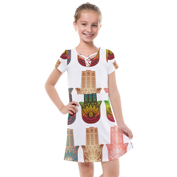 Evil Eye Protection Charm Colorful Kids  Cross Web Dress