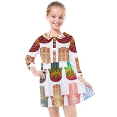 Evil Eye Protection Charm Colorful Kids  Quarter Sleeve Shirt Dress by Wegoenart