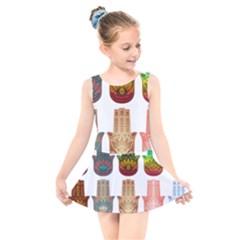 Evil Eye Protection Charm Colorful Kids  Skater Dress Swimsuit