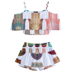 Evil Eye Protection Charm Colorful Kids  Off Shoulder Skirt Bikini