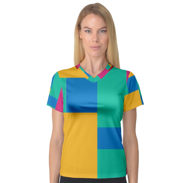 Unique Background Abstract V-Neck Sport Mesh Tee