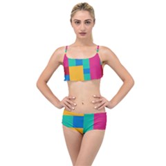 Unique Background Abstract Layered Top Bikini Set