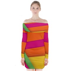 Background Abstract Long Sleeve Off Shoulder Dress by Wegoenart