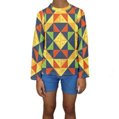 Background Geometric Color Kids  Long Sleeve Swimwear