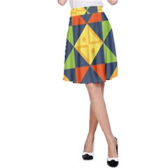 Background Geometric Color A-Line Skirt