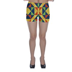 Background Geometric Color Skinny Shorts