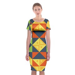 Background Geometric Color Classic Short Sleeve Midi Dress