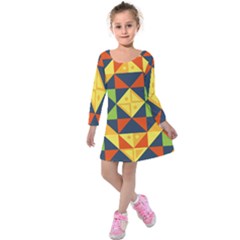 Background Geometric Color Kids  Long Sleeve Velvet Dress