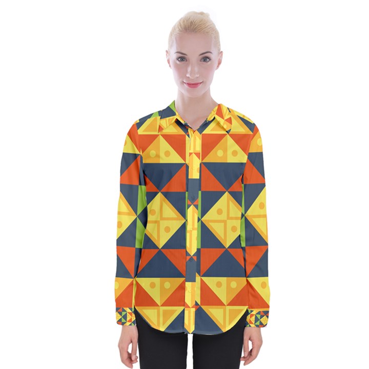 Background Geometric Color Womens Long Sleeve Shirt