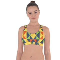 Background Geometric Color Cross String Back Sports Bra