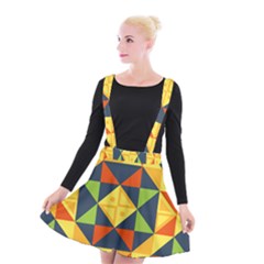 Background Geometric Color Suspender Skater Skirt