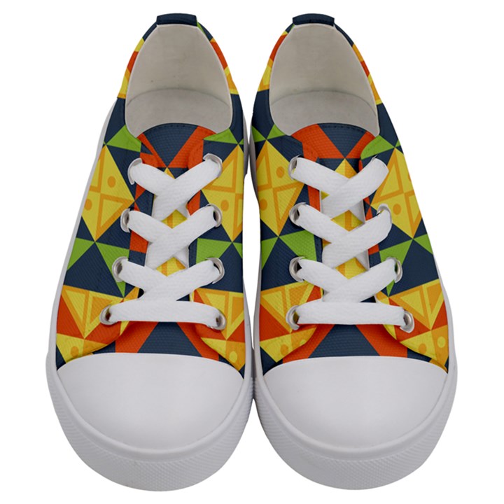 Background Geometric Color Kids  Low Top Canvas Sneakers