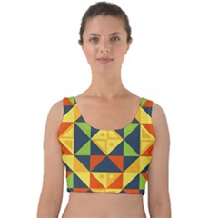 Background Geometric Color Velvet Crop Top