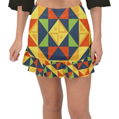 Background Geometric Color Fishtail Mini Chiffon Skirt