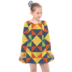 Background Geometric Color Kids  Long Sleeve Dress