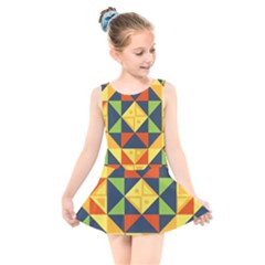 Background Geometric Color Kids  Skater Dress Swimsuit