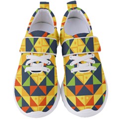 Background Geometric Color Women s Velcro Strap Shoes