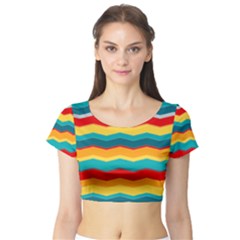 Retro Colors 60 Background Short Sleeve Crop Top by Wegoenart