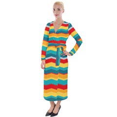 Retro Colors 60 Background Velvet Maxi Wrap Dress