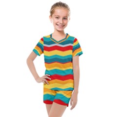 Retro Colors 60 Background Kids  Mesh Tee And Shorts Set