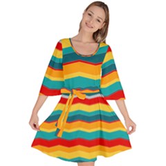 Retro Colors 60 Background Velour Kimono Dress