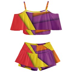 Background Abstract Kids  Off Shoulder Skirt Bikini