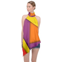 Background Abstract Halter Asymmetric Satin Top