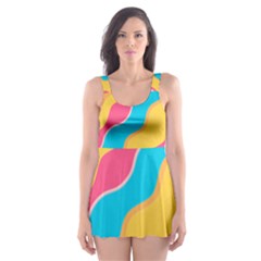 Cake Color Palette Painting Skater Dress Swimsuit by Wegoenart