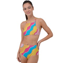 Cake Color Palette Painting High Waist Tankini Set