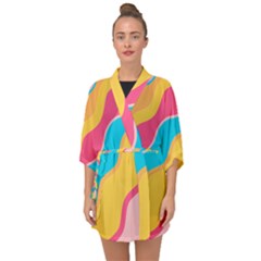 Cake Color Palette Painting Half Sleeve Chiffon Kimono by Wegoenart