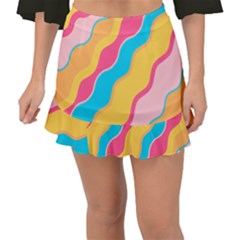 Cake Color Palette Painting Fishtail Mini Chiffon Skirt by Wegoenart