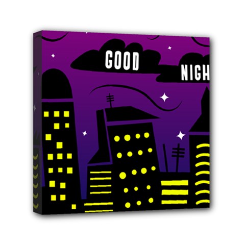 City Architecture Night Skyscraper Mini Canvas 6  X 6  (stretched) by Wegoenart