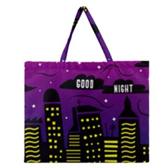 City Architecture Night Skyscraper Zipper Large Tote Bag by Wegoenart