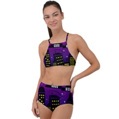 City Architecture Night Skyscraper High Waist Tankini Set