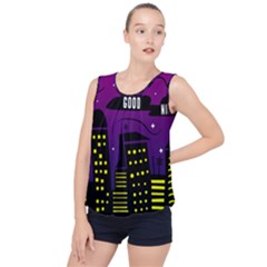 City Architecture Night Skyscraper Bubble Hem Chiffon Tank Top by Wegoenart