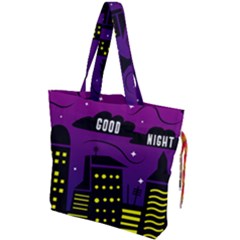 City Architecture Night Skyscraper Drawstring Tote Bag by Wegoenart