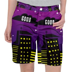 City Architecture Night Skyscraper Pocket Shorts by Wegoenart