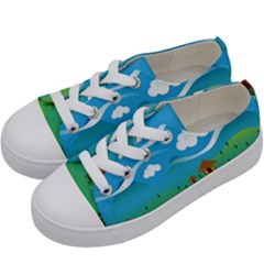 Landscape Nature Mountain Field Kids  Low Top Canvas Sneakers by Wegoenart