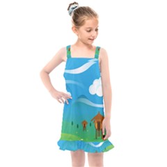 Landscape Nature Mountain Field Kids  Overall Dress by Wegoenart