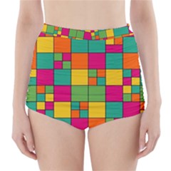 Abstract Background Abstract High-waisted Bikini Bottoms by Wegoenart