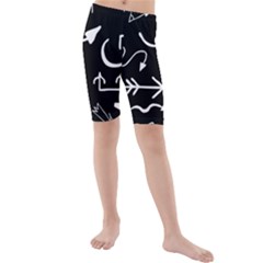 Arrows Vector Lines Strokes White Kids  Mid Length Swim Shorts by Wegoenart