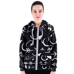 Arrows Vector Lines Strokes White Women s Zipper Hoodie by Wegoenart