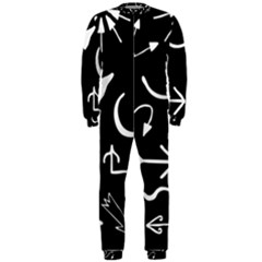 Arrows Vector Lines Strokes White Onepiece Jumpsuit (men)  by Wegoenart