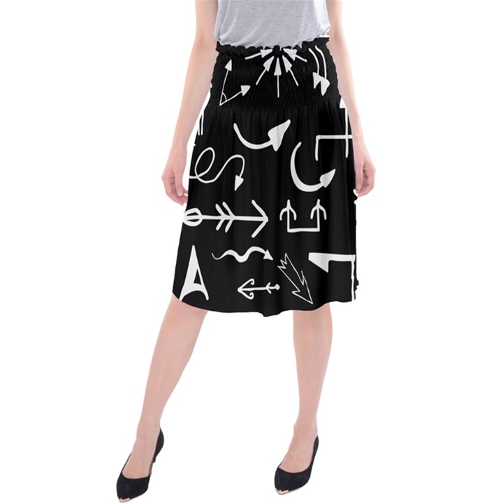 Arrows Vector Lines Strokes White Midi Beach Skirt