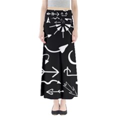 Arrows Vector Lines Strokes White Full Length Maxi Skirt by Wegoenart