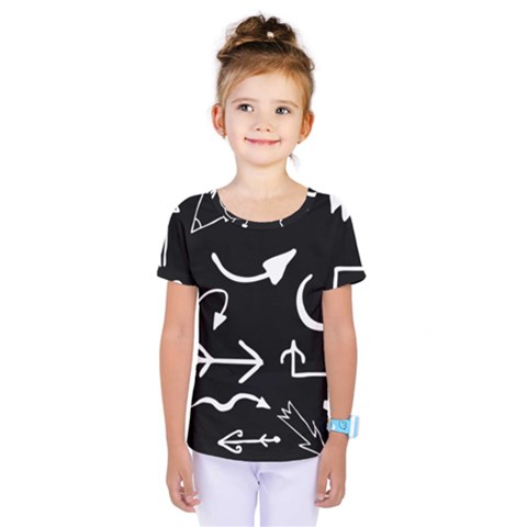 Arrows Vector Lines Strokes White Kids  One Piece Tee by Wegoenart