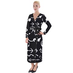 Arrows Vector Lines Strokes White Velvet Maxi Wrap Dress